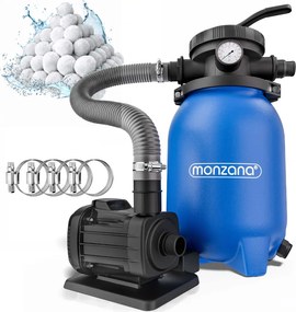Piesková filtrácia k bazénu AQUA s filtračnými guľôčkami, 5 000 l/h, modrá Monzana