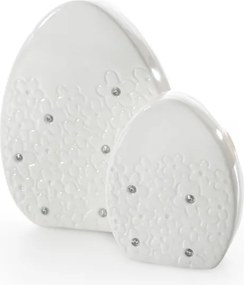 Veľkonočná dekorácia EGG 4 biela / strieborná (2 ks)