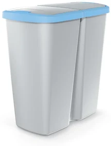Odpadkový kôš DUO sivý, 45 l, modrá / sivá
