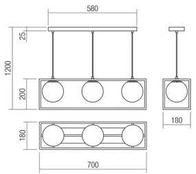 Redo 01-3057 - Luster na lanku ZODIAC 3xE14/28W/230V