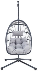 Autronic Závesné kreslo, kov, polyratan, sivá,AZ-V 1269GREY