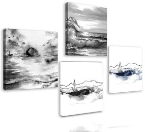 Set obrazov abstraktné zobrazenie mora