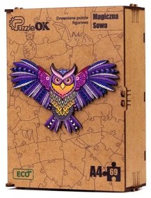 007090 3D drevené puzzle handmade - Lietajúca sova A4