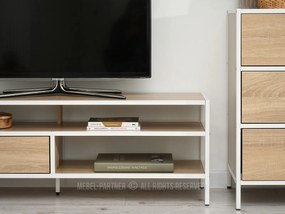 TV stolík/skrinka Soren Rtv (sonoma + biela). Akcia -19%. Vlastná spoľahlivá doprava až k Vám domov. 1111730