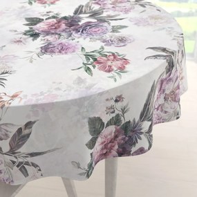 Biante Dekoračný okrúhly obrus BM-009 Veľké fialové kvety Ø 130 cm