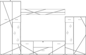 Obývacia stena s osvetlením Storm, dub/biely lesk
