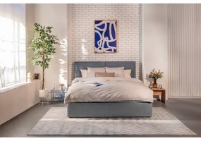 Modrá čalúnená dvojlôžková posteľ s úložným priestorom s roštom 160x200 cm Thessa Bold – Bonami Selection
