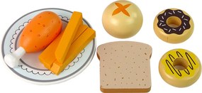 LEAN Toys Drevená mikrovlnná rúra s potravinami biela