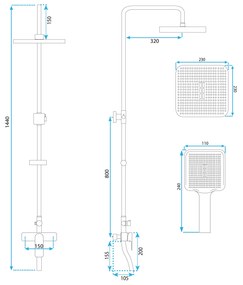 Rea Argus, sprchový set s vaňovou výlevkou, zlatá lesklá, REA-P7840