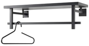 Čierny kovový nástenný vešiak s poličkou Simplon – Spinder Design