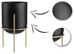 Kvetináč na stojane LOFT 20 cm čierna/zlatá