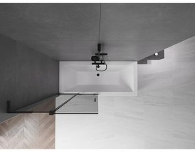 Mexen Velar L, 2-krídlová posuvná vaňová zástena 90 x 150 cm, 8mm šedé sklo, čierna matná, 896-090-003-41-70