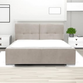 Čalúnená posteľ s úložným priestorom a matracom FELIX 160 x 200 cm Béžová