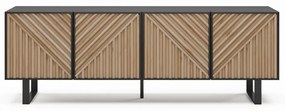 TV stolík v dekore duba v čierno-prírodnej farbe 161x55x35 cm Alana – Marckeric