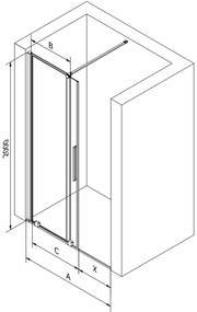 Mexen Velar, posuvné dvere do otvoru 75x200 cm, 8mm číre sklo, chrómový profil, 871-075-000-01-01