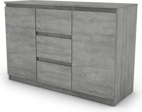 Komoda s 3 zásuvkami Carlos, šedý beton, 120 cm