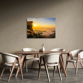 Sklenený obraz údolia v rannej hmle (70x50 cm)