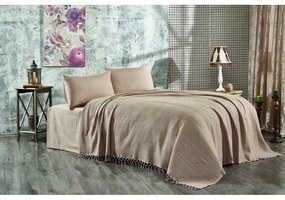 Hnedý bavlnený pléd na dvojlôžko 220x240 cm Lotus – Mijolnir