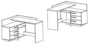 IDEA nábytok Písací stôl rohový THALES 484881 dub/biela