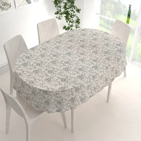 Biante Dekoračný oválny obrus Leona LN-014 Popínavé kvety na režnom 120x180 cm