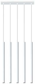 Závesné svietidlo Pastelo, 5x biele kovové tienidlo