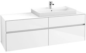 VILLEROY &amp; BOCH Collaro závesná skrinka pod umývadlo na dosku (umývadlo vpravo), 4 zásuvky, 1600 x 500 x 548 mm, Glossy White, C02700DH