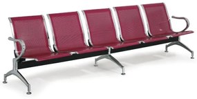 Kovová lavica do čakární STRONG, 5-sedadlo, červená