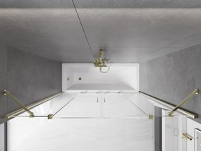 Mexen Velar Duo, 2-krídlová posuvná vaňová zástena 200 x 150 cm, 8mm číre sklo, zlatý lesklý profil, 896-200-000-02-50