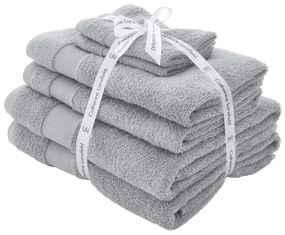 Svetlosivé froté bavlnené uteráky a osušky v súprave 6 ks Anti–Bacterial – Catherine Lansfield