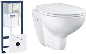 Set podomietkový konšrukcia so splachovacím tlačidlom Grohe Rapid SL 39449000, súprava misa + pomaly padajúca doska Grohe Bau Ceramic 39351000