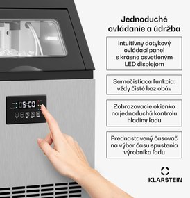 Klarstein Glacial priemyselný výrobník kociek ľadu 55 kg s LED displejom a okienkom
