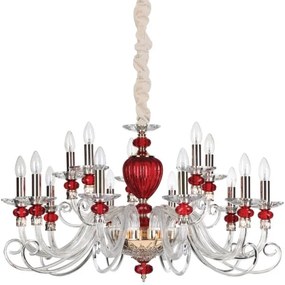 Ideal Lux - Luster na reťazi BARONET 15xE14/40W/230V pr. 88 cm červená