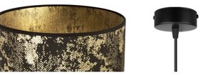 Závesné svietidlo WERONA 2, 1x čierne/zlaté textilné tienidlo, (fi 20cm), G