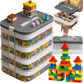 KRUZZEL Box na stavebnicu so 4 úrovňami - organizér na hračky - Kruzzel