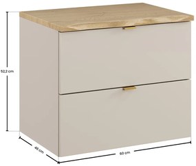 Závěsná skříňka pod umyvadlo Dalia Cashmere Nature s deskou 60 cm kašmírová/dub cremona