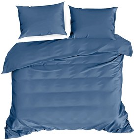 SATÉNOVÉ OBLIEČKY DINA 200X220 CM, 2 KS 70X80 CM TMAVOMODRÉ