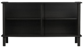 Čierna vitrína z dubového dreva s posuvnými dverami 135x73,5x48 cm Italic – UMAGE