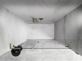 Mexen Lunar-B, L Otočné pravé sprchové dvere 130 cm, číre sklo, zlatý profil, 832SL-130-050-50-00-P