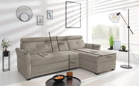 Rohová sedacia súprava Harris, hnedo-béžová taupe látka, pravý roh