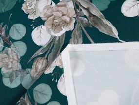 Biante Dekoračný záves TF-058 Kvety s eukalyptom na tmavo zelenom 140x140 cm