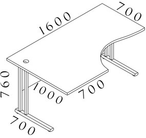 Rohový stôl Visio LUX 160 x 100 cm, ľavý, dub