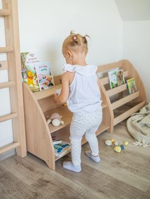 Woodisio Detská polica na hračky BONNI buk Farba: Transparentný lak - šedá