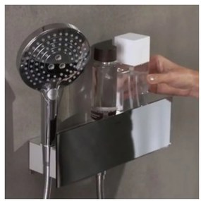 Hansgrohe FixFit, prípojka hadice Porter 300 so sprchovým držiakom a poličkou, chrómová, HAN-26456000