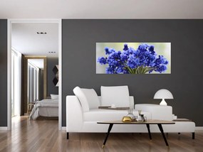 Obraz kytice modrých kvetov (120x50 cm)