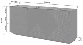 Komoda Asha 167 cm na sokli - kašmírová