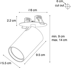 Moderné zapustené bodové svetlo čierne GU10 50 mm - Chels