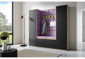 Predsieňová stena AMI 31 Bez zrkadla Dub artisan + čierna Fialová