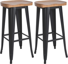 Design-Shop Barová stolička Clara industriálna (SET 2 ks) - kov / masívne drevo - Čierna