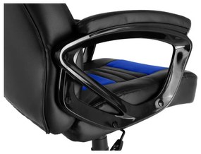 Herná stolička A-RACER Q12 –⁠ PU koža, čierna/modrá