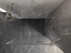 Mexen Lunar, pravostranný výklopný sprchový kút 75 x 90 cm, 8mm číre sklo, oceľový profil, 834-075-090-97-00-P